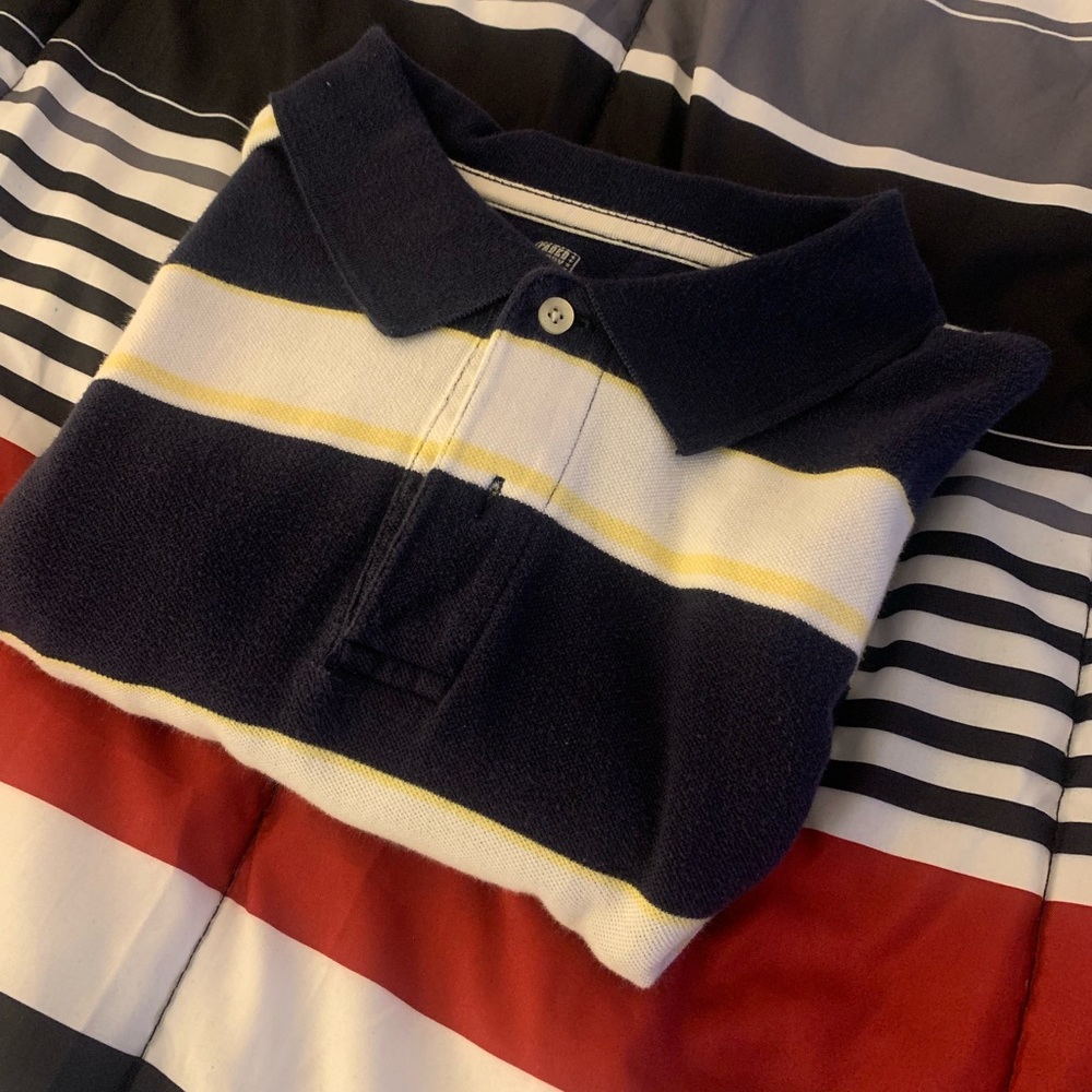 Blue Striped XL Faded Glory Polo Shirt